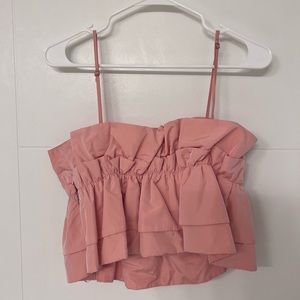 Pink ruffled top